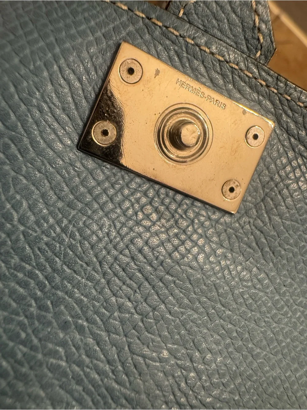 Hermes Bearn Compact Wallet Card Holder Blue Epsom - Pre-Loved